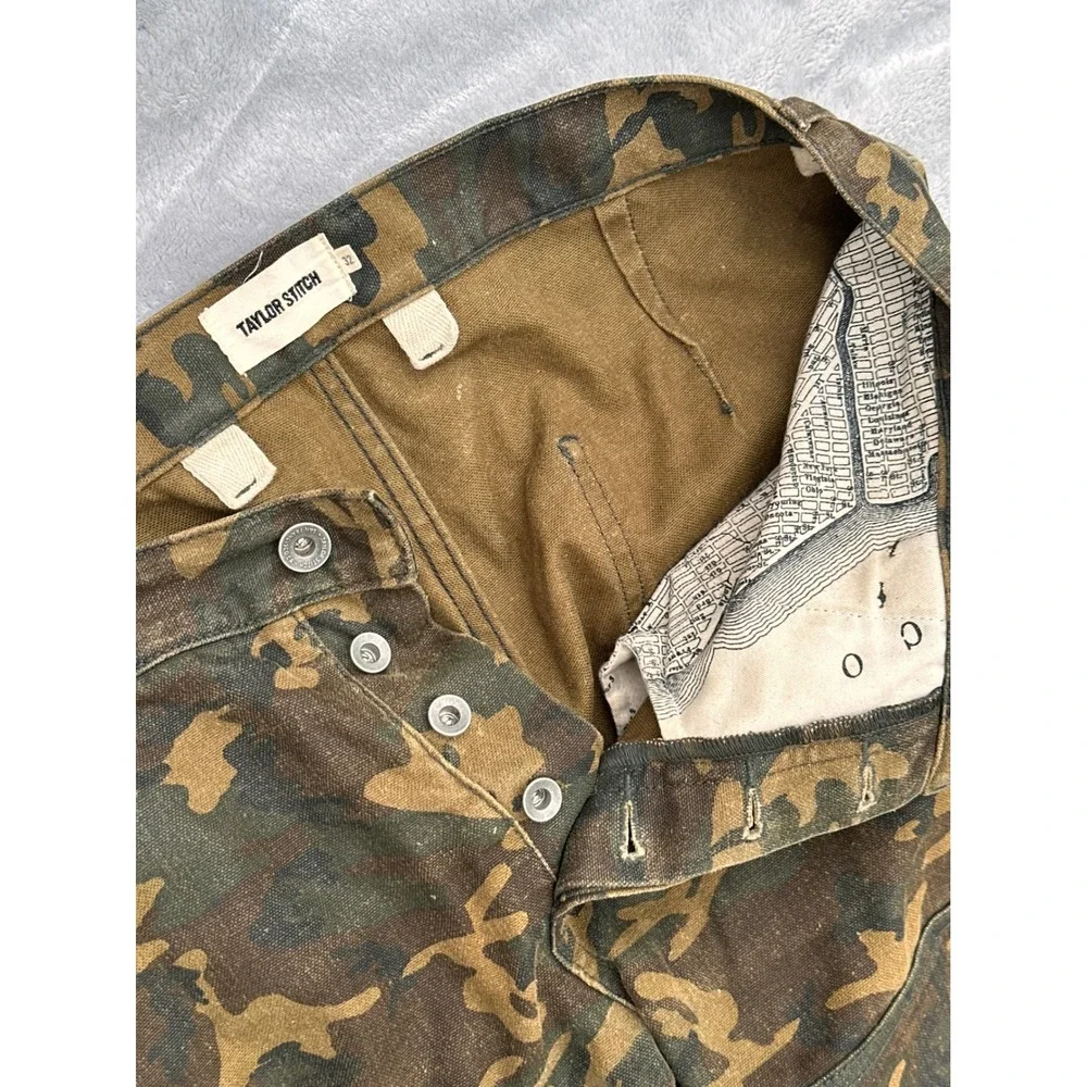 Taylor Stitch Chore Pants Mens 32x26 Camo Boss Duck Double Knee Workwear